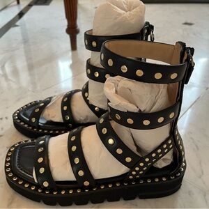 Stuart Weitzman Black Studded Gladiator Sandals